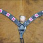 HILASON WESTERN LEATHER BREAST COLLAR BLACK W/ PINK BLING CONCHO
