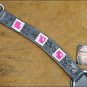 HILASON WESTERN LEATHER BREAST COLLAR BLACK W/ PINK BLING CONCHO