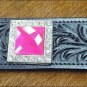 HILASON WESTERN LEATHER BREAST COLLAR BLACK W/ PINK BLING CONCHO