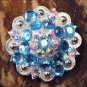 CN44 SET OF 4 TURQUOISE AB CRYSTAL 1-1/4in BERRY CONCHO RHINESTONE SADDLE TACK