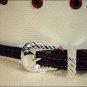 JUSTIN SCALLOPED LEATHER RAWHIDE LACED HAT BAND TAN W/ SILVER BUCKLE
