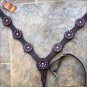 HILASON WESTERN LEATHER HORSE BREAST COLLAR DARK BROWN PURPLE CRYSTALS