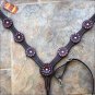 HILASON WESTERN LEATHER HORSE BREAST COLLAR DARK BROWN PURPLE CRYSTALS