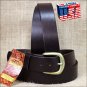 54IN. BROWN 1.5in CASUAL PLAIN STRAP LEATHER BELT MADE IN USA