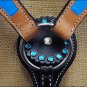 HILASON WESTERN LEATHER HORSE BREAST COLLAR LIGHT OIL W/ TURQUOISE INLAY S431