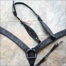 HILASON WESTERN LEATHER HORSE ONE EAR HEADSTALL BRIDLE BREAST COLLAR BLACK