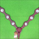 HILASON WESTERN MAHOGANY LEATHER HORSE TACK BREAST COLLAR W/ CONCHO