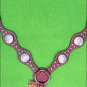 HILASON WESTERN MAHOGANY LEATHER HORSE TACK BREAST COLLAR W/ CONCHO