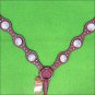 HILASON WESTERN MAHOGANY LEATHER HORSE TACK BREAST COLLAR W/ CONCHO