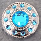 NICKLE FINISH TURQUOISE CONCHO WHEEL SHAPE W/ROPE EDGE TACK BELT