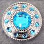 NICKLE FINISH TURQUOISE CONCHO WHEEL SHAPE W/ROPE EDGE TACK BELT
