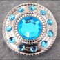 NICKLE FINISH TURQUOISE CONCHO WHEEL SHAPE W/ROPE EDGE TACK BELT
