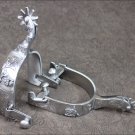 HILASON BRUSHED STAINLESS STEEL MEN REINING SPURS CURVED SHANK