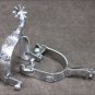 HILASON BRUSHED STAINLESS STEEL MEN REINING SPURS CURVED SHANK