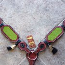 HILASON WESTERN LEATHER HORSE BREAST COLLAR MAHOGANY YELLOW INLAY