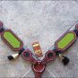 HILASON WESTERN LEATHER HORSE BREAST COLLAR MAHOGANY YELLOW INLAY