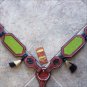 HILASON WESTERN LEATHER HORSE BREAST COLLAR MAHOGANY YELLOW INLAY