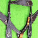 HILASON WESTERN LEATHER HORSE HEADSTALL BREAST COLLAR BROWN CROSS GUN CONCHO
