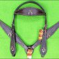 HILASON WESTERN LEATHER HORSE HEADSTALL BREAST COLLAR BROWN CROSS GUN CONCHO