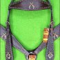 HILASON WESTERN LEATHER HORSE HEADSTALL BREAST COLLAR BROWN CROSS GUN CONCHO