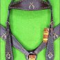 HILASON WESTERN LEATHER HORSE HEADSTALL BREAST COLLAR BROWN CROSS GUN CONCHO