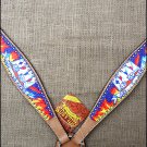 S511 NEW HILASON WESTERN HAND PAINT LEATHER HORSE BREAST COLLAR
