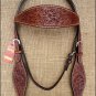 HILASON WESTERN HAND TOOL LEATHER HORSE BRIDLE HEADSTALL DARK BROWN