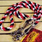 R30 HILASON WESTERN HORSE TACK THREE TONE POLY ROPE REIN W/ NICKEL PLATED SNAPS
