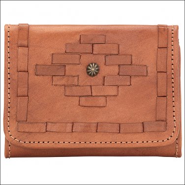AMERICAN WEST LEATHER AMBER WAVES LADIES TRI FOLD FRENCH WALLET PURSE TAN