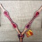 HILASON WESTERN RED ZEBRA HAIR ON LEATHER HORSE BREAST COLLAR