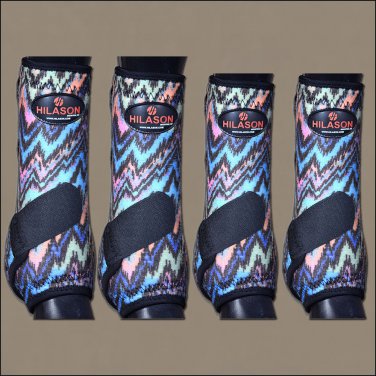 SMALL HILASON ZIG ZAG HORSE FRONT REAR LEG PROTECTION ULTIMATE SPORTS BOOT 4 PCK