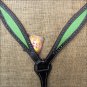 HILASON WESTERN LEATHER HORSE BREAST COLLAR BLACK W/ LIME GREEN INLAY