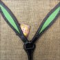 HILASON WESTERN LEATHER HORSE BREAST COLLAR BLACK W/ LIME GREEN INLAY
