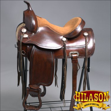 TO10ADB-F HILASON TREELESS WESTERN LEATHER TRAIL PLEASURE HORSE RIDING SADDLE 18