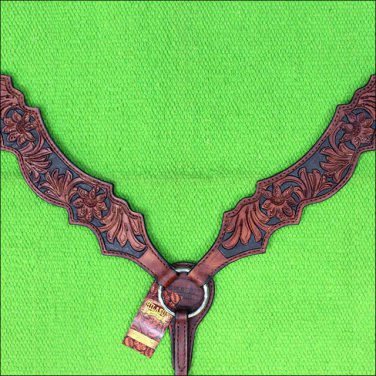 39M HILASON WESTERN LEATHER HORSE BREAST COLLAR MAHOGANY HAND CARVED