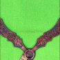 39M HILASON WESTERN LEATHER HORSE BREAST COLLAR MAHOGANY HAND CARVED