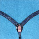HILASON WESTERN LEATHER HORSE BREAST COLLAR BLACK W/ TURQUOISE INLAY