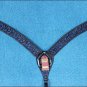 HILASON WESTERN LEATHER HORSE BREAST COLLAR BLACK W/ TURQUOISE INLAY