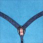 HILASON WESTERN LEATHER HORSE BREAST COLLAR BLACK W/ TURQUOISE INLAY