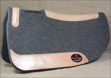 FP102-F HILASON WESTERN GREY WOOL FELT SADDLE PAD W/ LEATHER BORDER