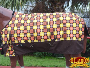 72" HILASON 1200D POLY RIPSTOP WATERPROOF HORSE COLD WINTER SHEET BROWN YELLOW