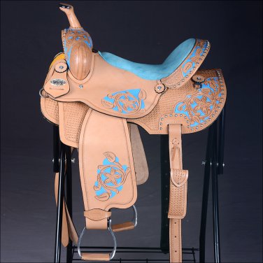 BH121-F HILASON WESTERN LEATHER BARREL RACING TRAIL PLEASURE RIDING SADDLE 15"