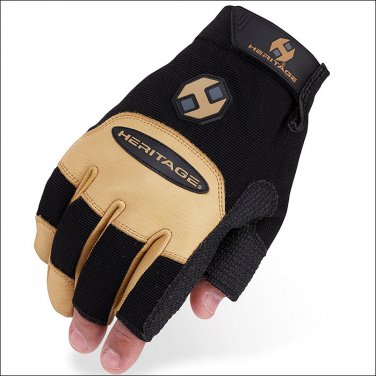 10 SIZE HERITAGE FARRIER WORK GLOVES HORSE EQUESTRIAN BLACK/TAN