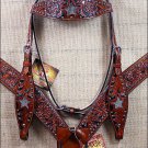 HILASON WESTERN LEATHER HORSE HEADSTALL BRIDLE BREAST COLLAR BROWN BLING CRYSTAL