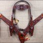 HILASON WESTERN LEATHER HORSE HEADSTALL BRIDLE BREAST COLLAR BROWN BLING CRYSTAL