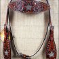 HILASON WESTERN LEATHER HORSE HEADSTALL BRIDLE BREAST COLLAR BROWN BLING CRYSTAL
