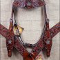 HILASON WESTERN LEATHER HORSE HEADSTALL BRIDLE BREAST COLLAR BROWN BLING CRYSTAL