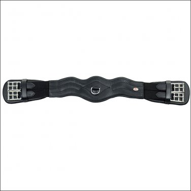 75" HORZE SMOOTH SOFT LEATHER ELASTIC BOTH END DRESSAGE HORSE CINCH GIRTH BLACK