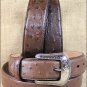 36 X 1 1/2" 3D BROWN MENS DRESS OSTRICH PRINT LEATHER BELT REMOVABLE BUCKLE