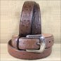 36 X 1 1/2" 3D BROWN MENS DRESS OSTRICH PRINT LEATHER BELT REMOVABLE BUCKLE